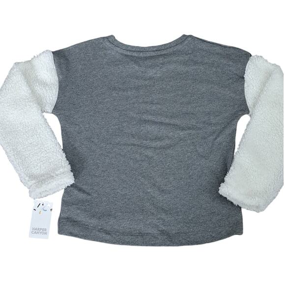 NWT Harper Canyon Girls Gray White Pullover Top Size Large 10 12 - Picture 5 of 5